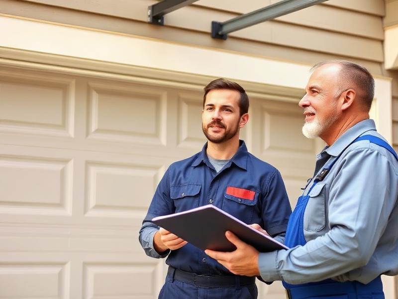 North Andover Garage Doors technician consulting with homeowner